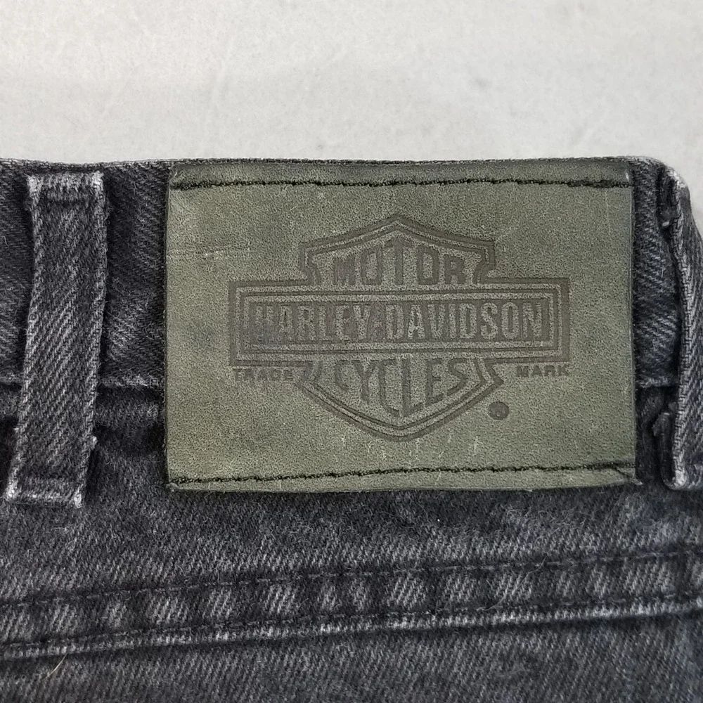 Harley Davidson Jeans Mens 38x32 Black Traditional Fit Faded Denim Straight Leg